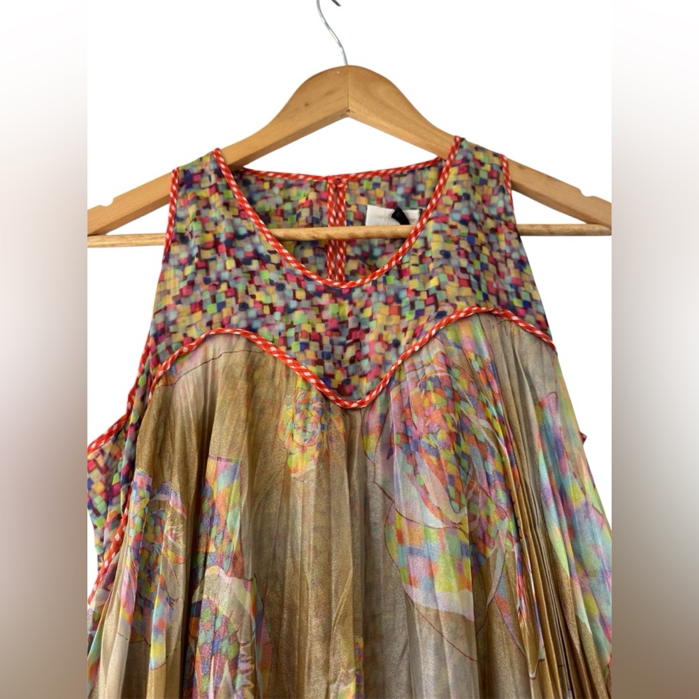 Wunderkind multi-colored floral print pleated dress - Picture 2 of 8